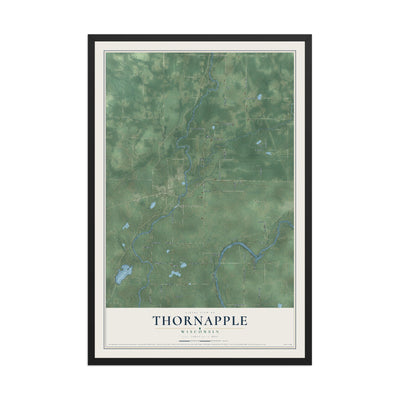 Map of Thornapple, Wisconsin, 12 x 18 inch print in a black wood frame