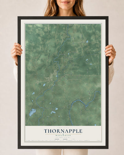Map of Thornapple, Wisconsin, 24 x 36 inch print in a black wood frame