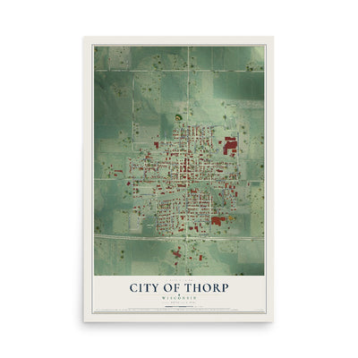 Map of Thorp, Wisconsin, 12 x 18 inch unframed archival matte print