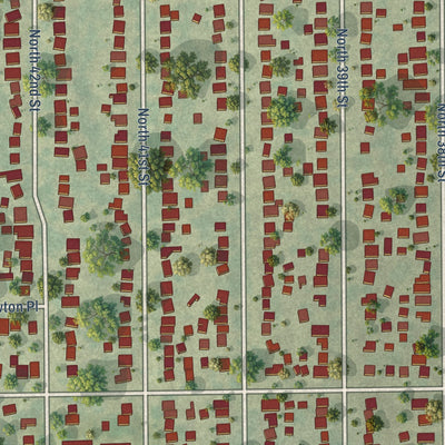 Close-up of the map of Thurston Woods, Wisconsin print showing street and building detail