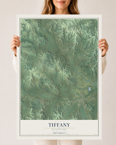 Map of Tiffany, Wisconsin, 24 x 36 inch unframed archival matte print