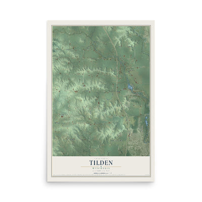 Map of Tilden, Wisconsin, 12 x 18 inch unframed archival matte print