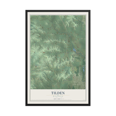 Map of Tilden, Wisconsin, 12 x 18 inch print in a black wood frame