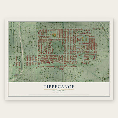 Tippecanoe, Wisconsin map print, the full design