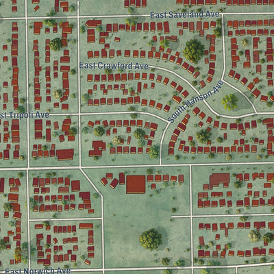 Close-up of the map of Tippecanoe, Wisconsin print showing street and building detail