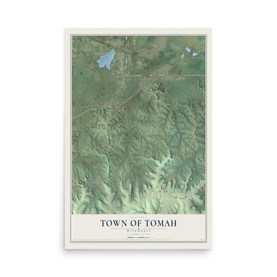 Map of the Town of Tomah, Wisconsin, 12 x 18 inch unframed archival matte print