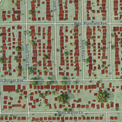 Close-up of the map of the Town of Lake, Wisconsin print showing street and building detail