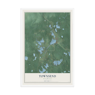 Map of Townsend, Wisconsin, 12 x 18 inch print in a white wood frame