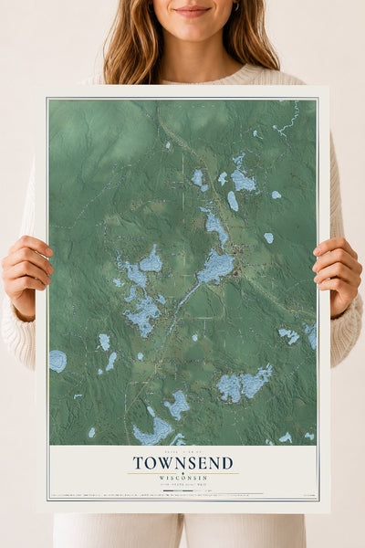 Map of Townsend, Wisconsin, 18 x 24 inch unframed archival matte print