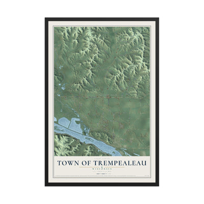Map of the Town of Trempealeau, Wisconsin, 12 x 18 inch print in a black wood frame