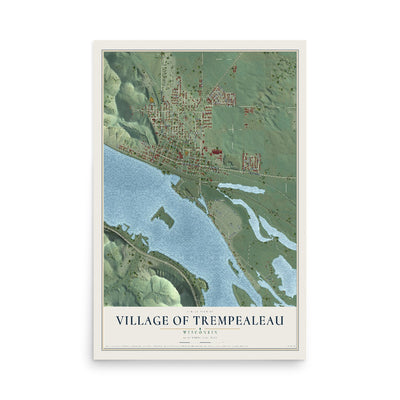 Map of Trempealeau, Wisconsin, 12 x 18 inch unframed archival matte print