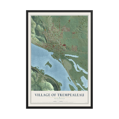 Map of Trempealeau, Wisconsin, 12 x 18 inch print in a black wood frame