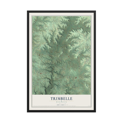 Map of Trimbelle, Wisconsin, 12 x 18 inch print in a black wood frame