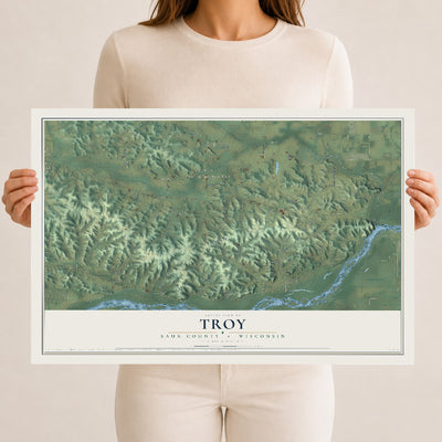 Map of Troy, Sauk County, Wisconsin, 12 x 18 inch unframed archival matte print