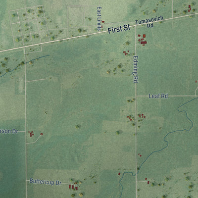Close-up of the map of True, Wisconsin print showing street and building detail