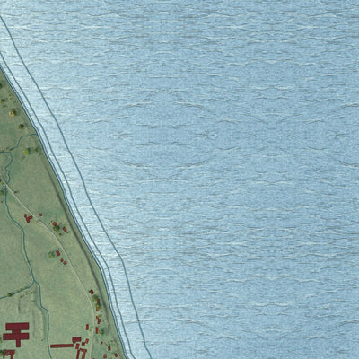 Close-up of the map of Two Creeks, Wisconsin print showing street and building detail