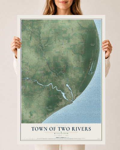 Map of the Town of Two Rivers, Wisconsin, 24 x 36 inch unframed archival matte print