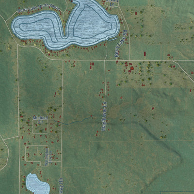 Second close-up of the map of Underhill, Wisconsin print showing more streets and buildings