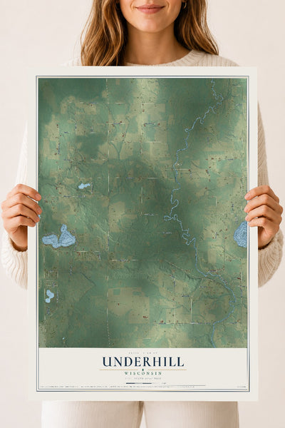 Map of Underhill, Wisconsin, 18 x 24 inch unframed archival matte print