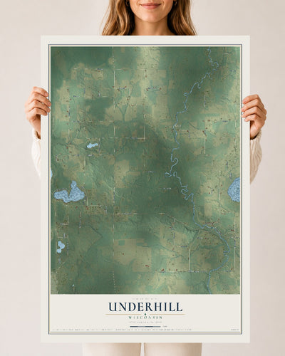 Map of Underhill, Wisconsin, 24 x 36 inch unframed archival matte print