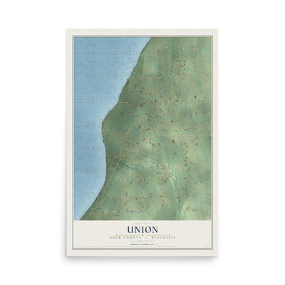 Map of Union, Door County, Wisconsin, 12 x 18 inch unframed archival matte print