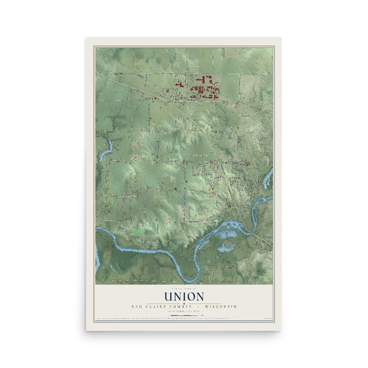 Map of Union, Eau Claire County, Wisconsin, 12 x 18 inch unframed archival matte print