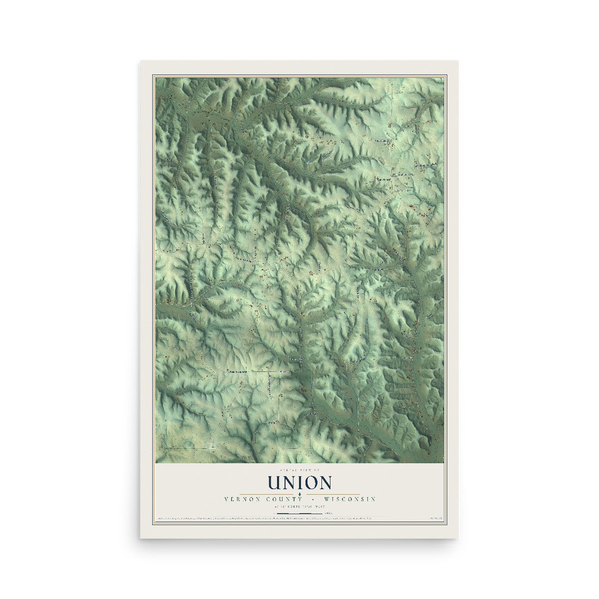 Map of Union, Vernon County, Wisconsin, 12 x 18 inch unframed archival matte print