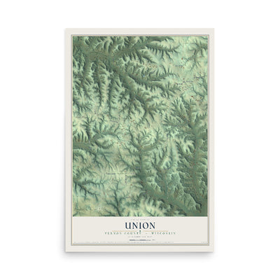 Map of Union, Vernon County, Wisconsin, 12 x 18 inch unframed archival matte print