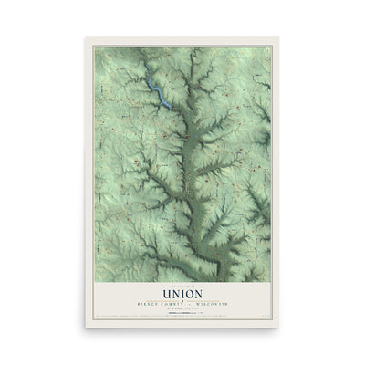 Map of Union, Pierce County, Wisconsin, 12 x 18 inch unframed archival matte print
