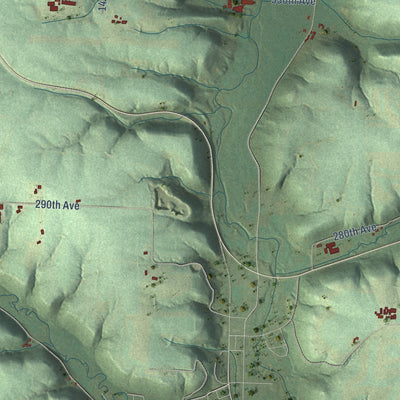 Second close-up of the map of Union, Pierce County, Wisconsin print showing more streets and buildings