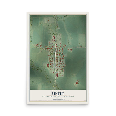 Map of Unity, Marathon County, Wisconsin, 12 x 18 inch unframed archival matte print