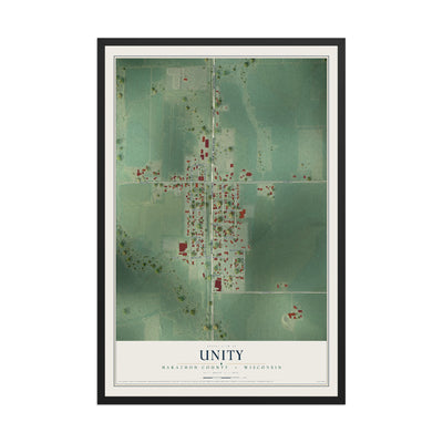 Map of Unity, Marathon County, Wisconsin, 12 x 18 inch print in a black wood frame