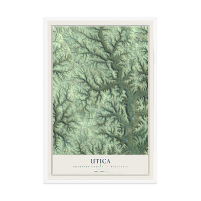 Map of Utica, Crawford County, Wisconsin, 12 x 18 inch print in a white wood frame