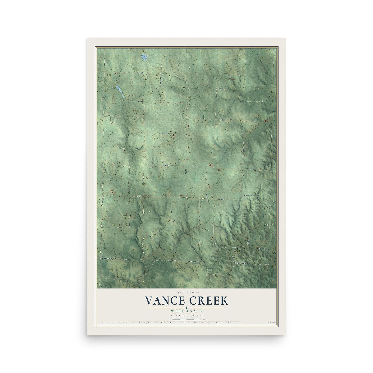 Map of Vance Creek, Wisconsin, 12 x 18 inch unframed archival matte print