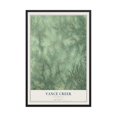 Map of Vance Creek, Wisconsin, 12 x 18 inch print in a black wood frame