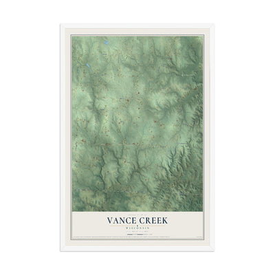 Map of Vance Creek, Wisconsin, 12 x 18 inch print in a white wood frame