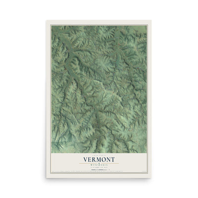 Map of Vermont, Wisconsin, 12 x 18 inch unframed archival matte print