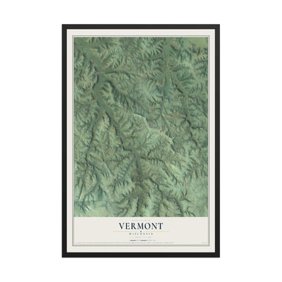 Map of Vermont, Wisconsin, 12 x 18 inch print in a black wood frame