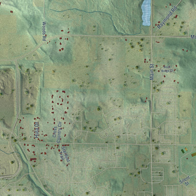 Second close-up of the map of the Town of Verona, Wisconsin print showing more streets and buildings
