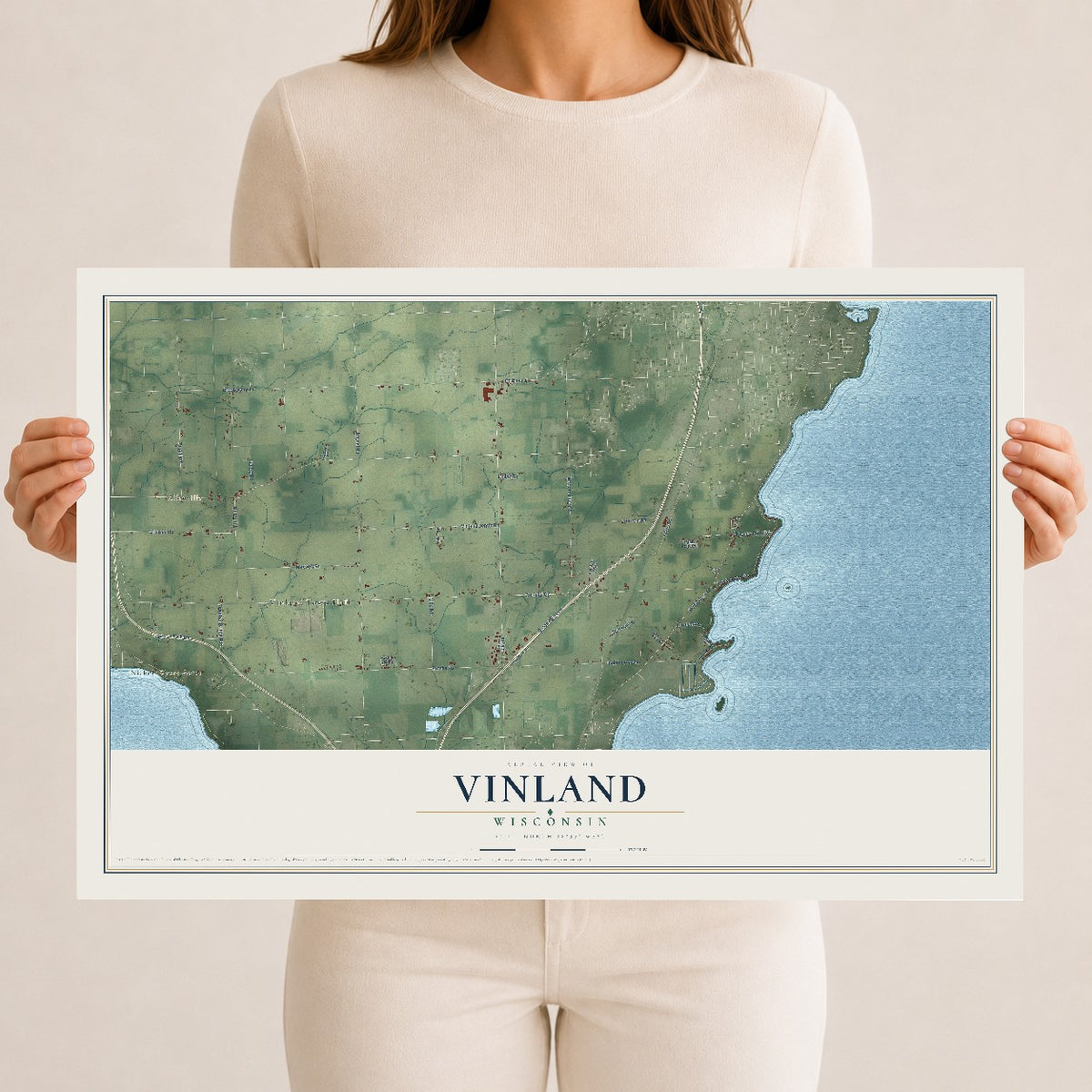 Map of Vinland, Wisconsin, 12 x 18 inch unframed archival matte print