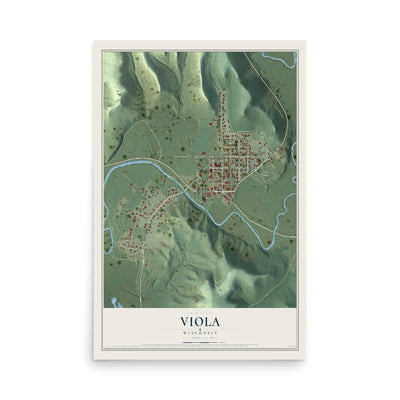 Map of Viola, Wisconsin, 12 x 18 inch unframed archival matte print