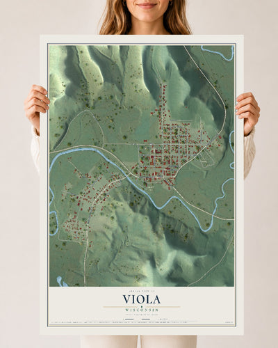 Map of Viola, Wisconsin, 24 x 36 inch unframed archival matte print