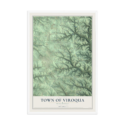Map of the Town of Viroqua, Wisconsin, 12 x 18 inch print in a white wood frame