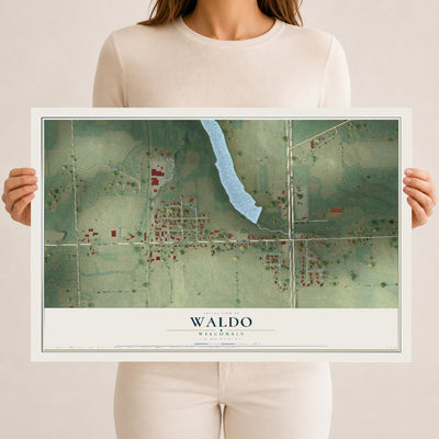 Map of Waldo, Wisconsin, 12 x 18 inch unframed archival matte print