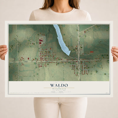 Map of Waldo, Wisconsin, 18 x 24 inch unframed archival matte print