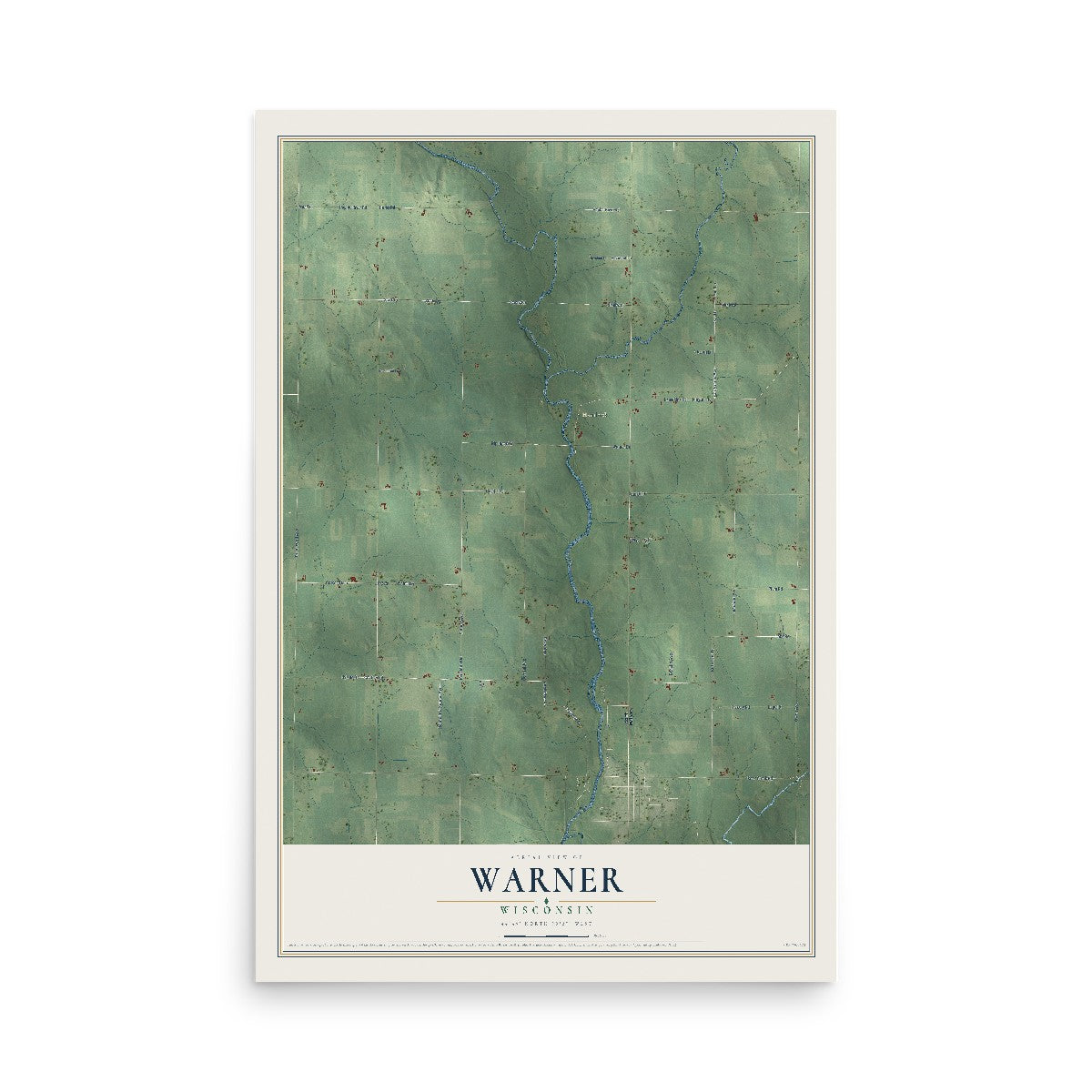 Map of Warner, Wisconsin, 12 x 18 inch unframed archival matte print
