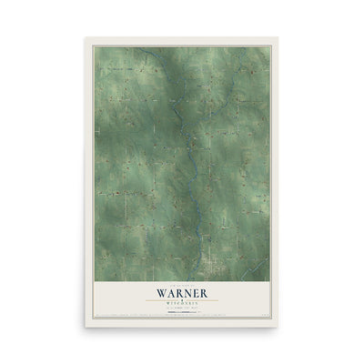 Map of Warner, Wisconsin, 12 x 18 inch unframed archival matte print