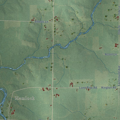 Second close-up of the map of Warner, Wisconsin print showing more streets and buildings