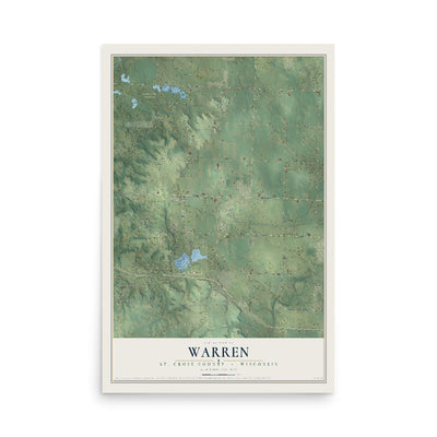 Map of Warren, St. Croix County, Wisconsin, 12 x 18 inch unframed archival matte print