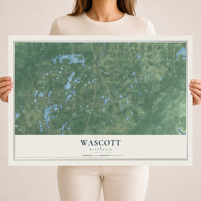 Map of Wascott, Wisconsin, 18 x 24 inch unframed archival matte print